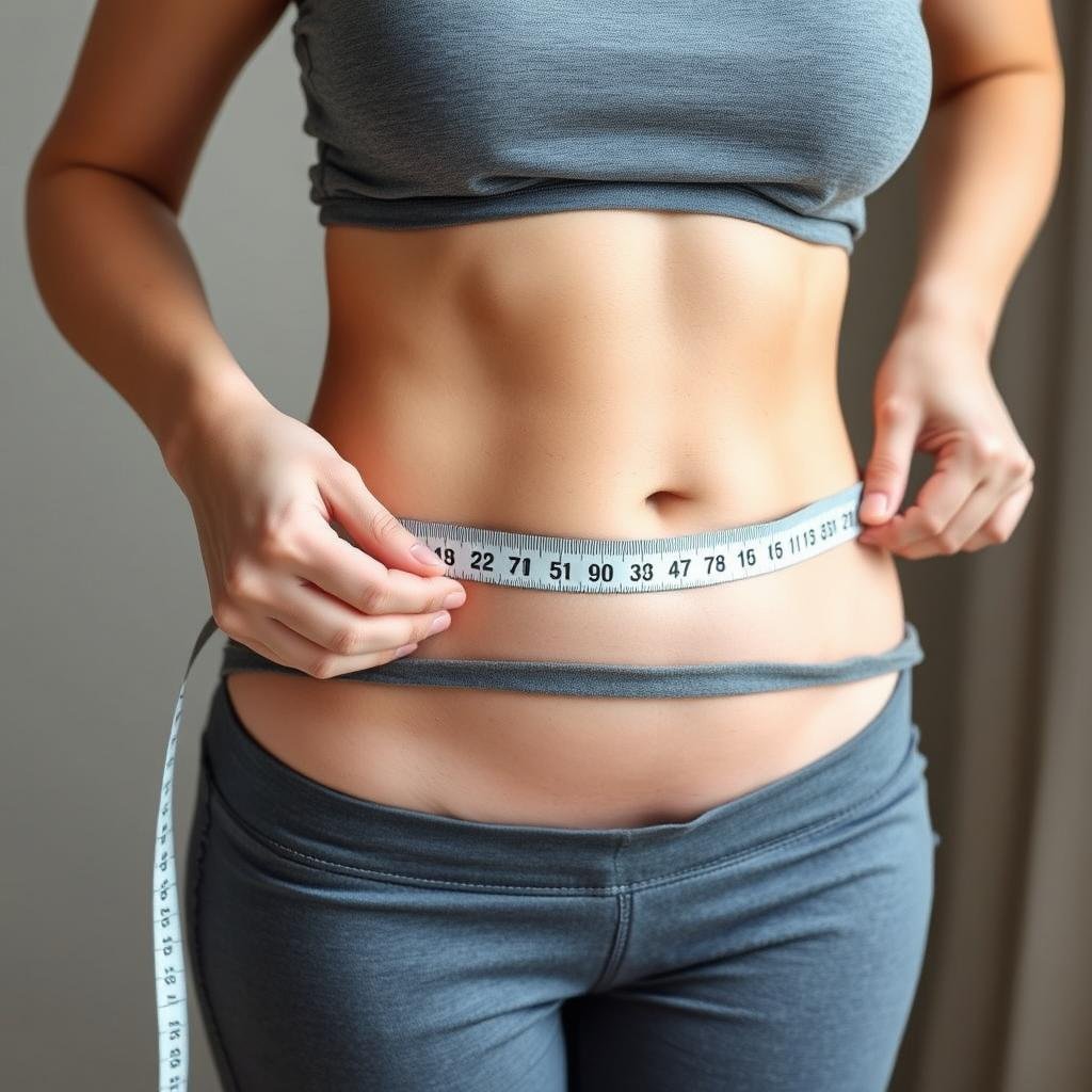 Person measuring waist showing weight management results from the 1 month vegan challenge Person measuring waist showing weight management results from the 1 month vegan challenge