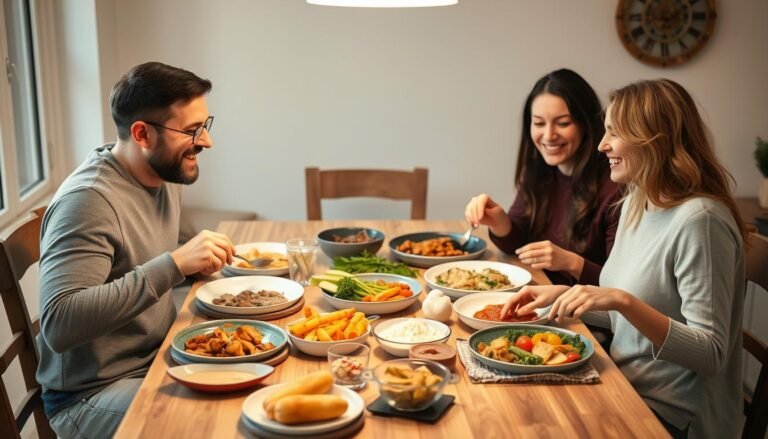 Family enjoying a gluten free meal prepared from recipes in The Gluten Free Cookbook