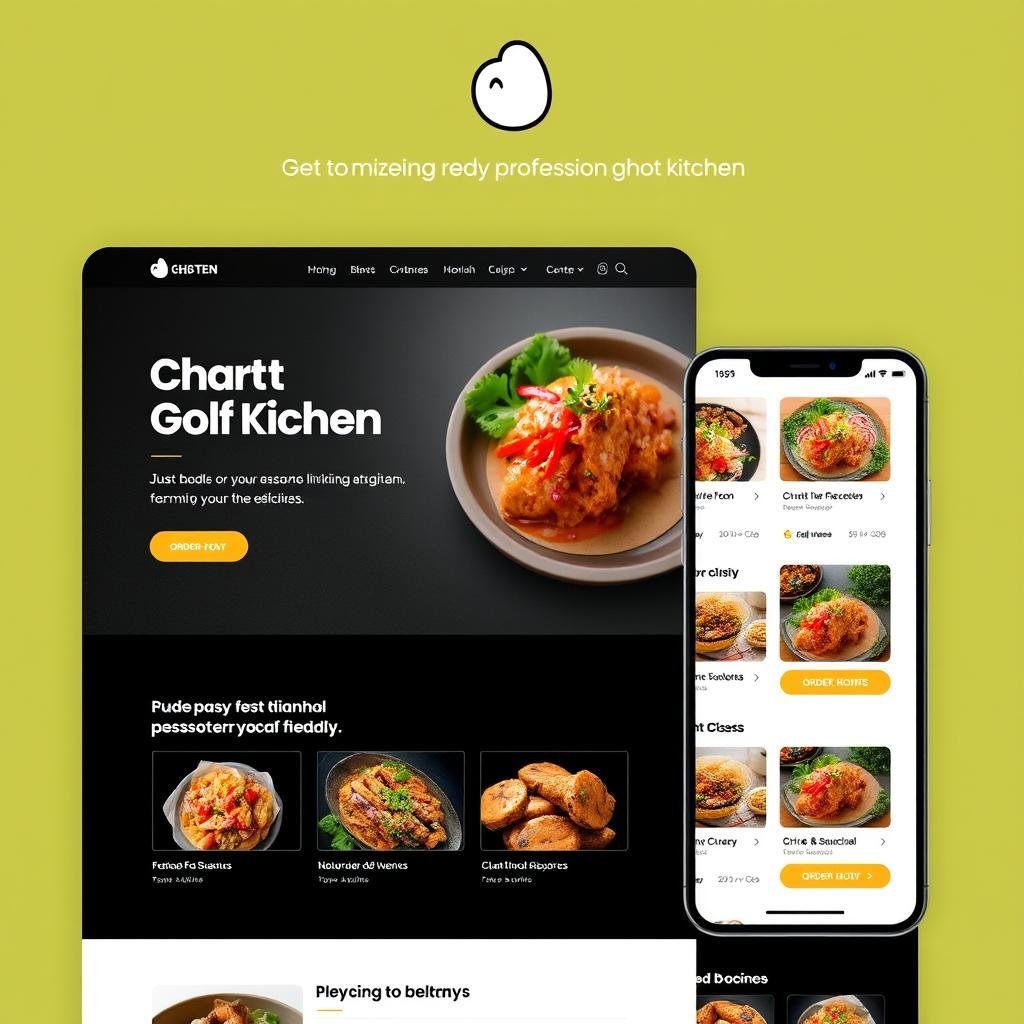 Professional ghost kitchen website template showing online ordering system Professional ghost kitchen website template showing online ordering system